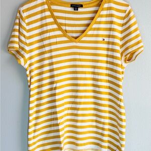 Tommy Hilfiger Yellow and White Striped Tee